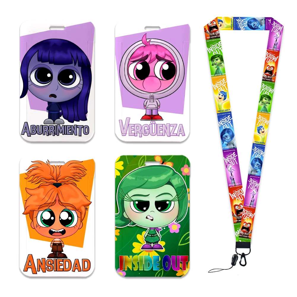 Disney Inside Out 2 Card Lanyard Id Badge Holder University Bus Pass Cover Slip Bank Credit Card Holder Card Strap