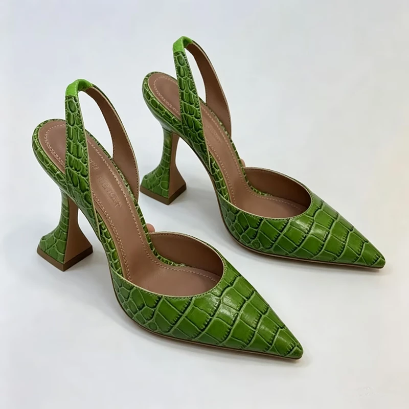 

Women's pointed sandals 2026 new party fashion high heels with crocodile pattern wine glasses and women's shallow mouth sandals