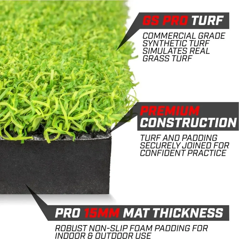 골프 타격 매트, 실내 및 실외 연습용 인공 잔디 매트, 고무 티 3 개 포함-표준, 프로, 엘리트
