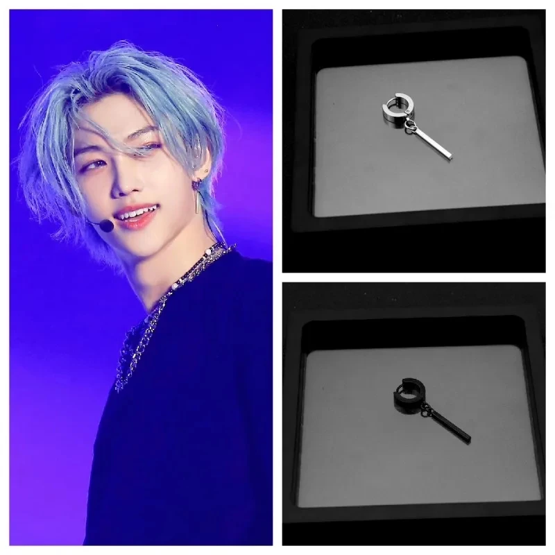 2023 Korean Wave New Felix Same Stainless Steel Earrings for Men\'s Punk Fashion Personalized Accessories Gift