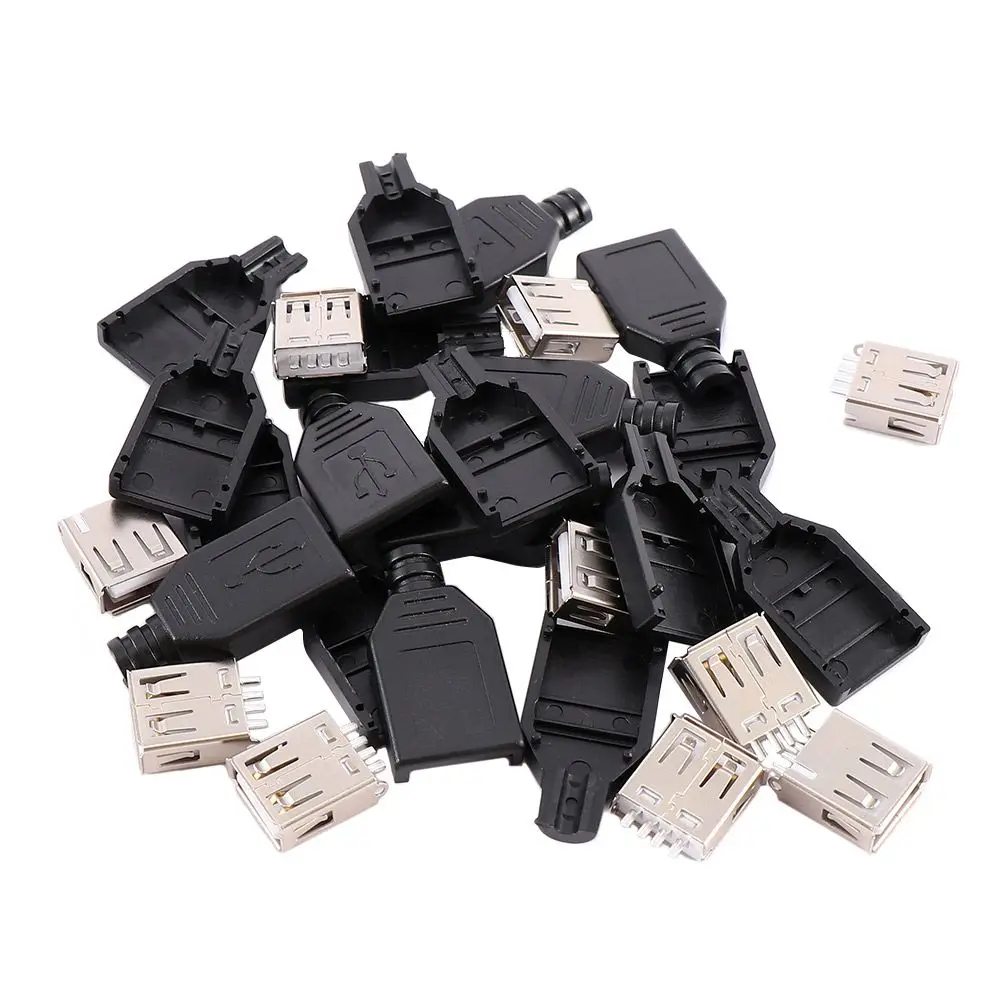 Durable DIY Female 4-Pin USB Plug Socket with Plastic Cover USB Connector USB Adapter