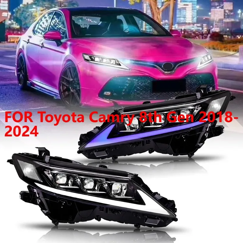 

2Pcs LED Headlights for Toyota Camry 8th Gen 2018-2024, DRL Animation Front Headlamp Assembly