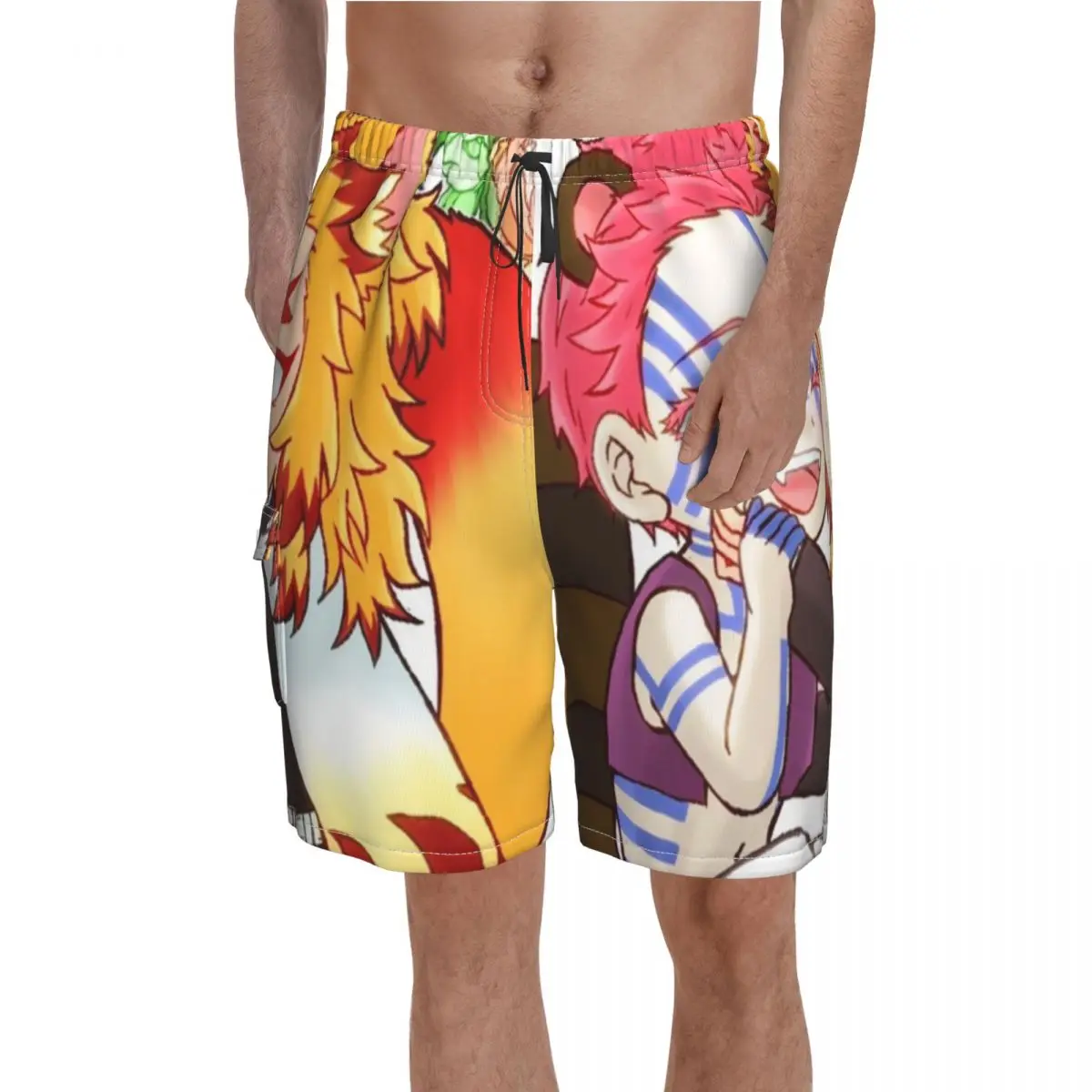 Best Funny Akaza Kyojuro Demon Slayer Board Shorts Kimetsu no Yaiba anime Pattern Beach Shorts Male Design Swim Trunks Gift Idea