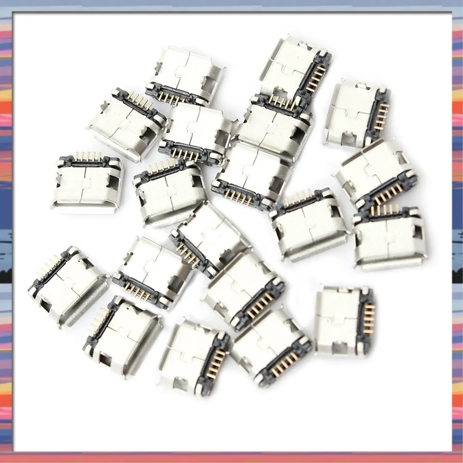 AFBC 10 قطعة لوحة جبل 2.1X5.5 مللي متر تيار مستمر المقبس و 60 قطعة مايكرو يو اس بي نوع B أنثى 5 دبوس Smt وضع مصلحة الارصاد الجوية Dip موصل مقبس #2