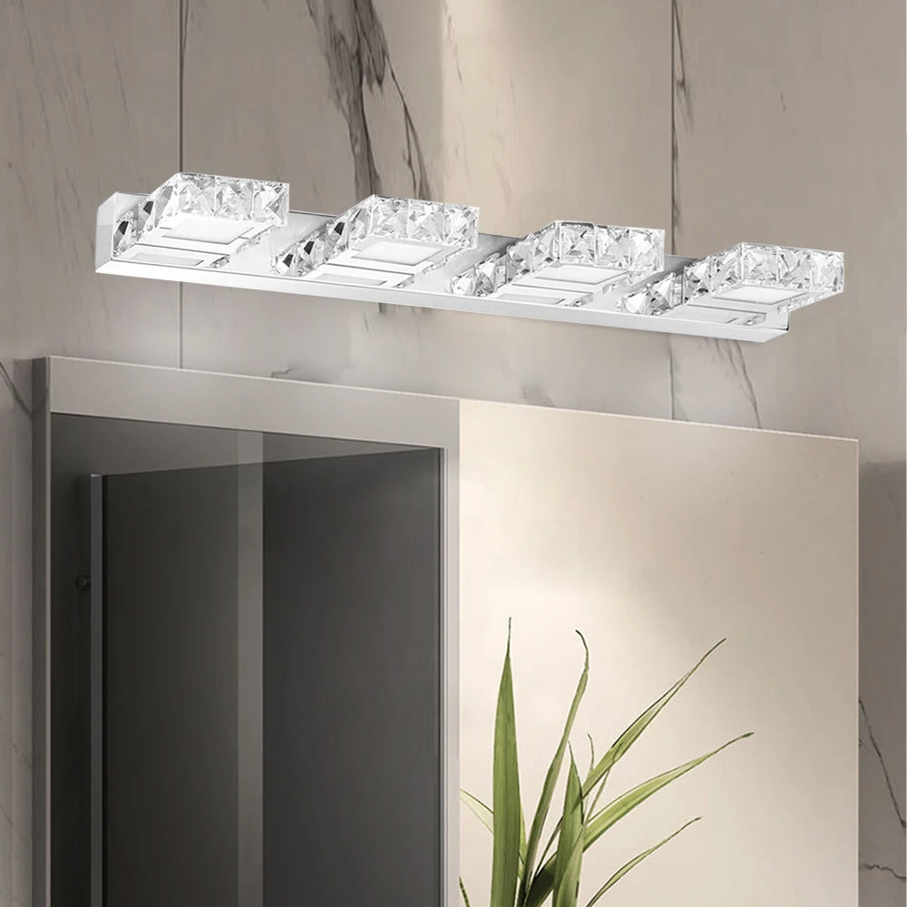 

Bymaoar LED 4-light Bathroom Vanity Light Fixture Over Mirror Modern Crystal Wall Lamp Cold White Sconces Fit 5-10㎡ Easy Install