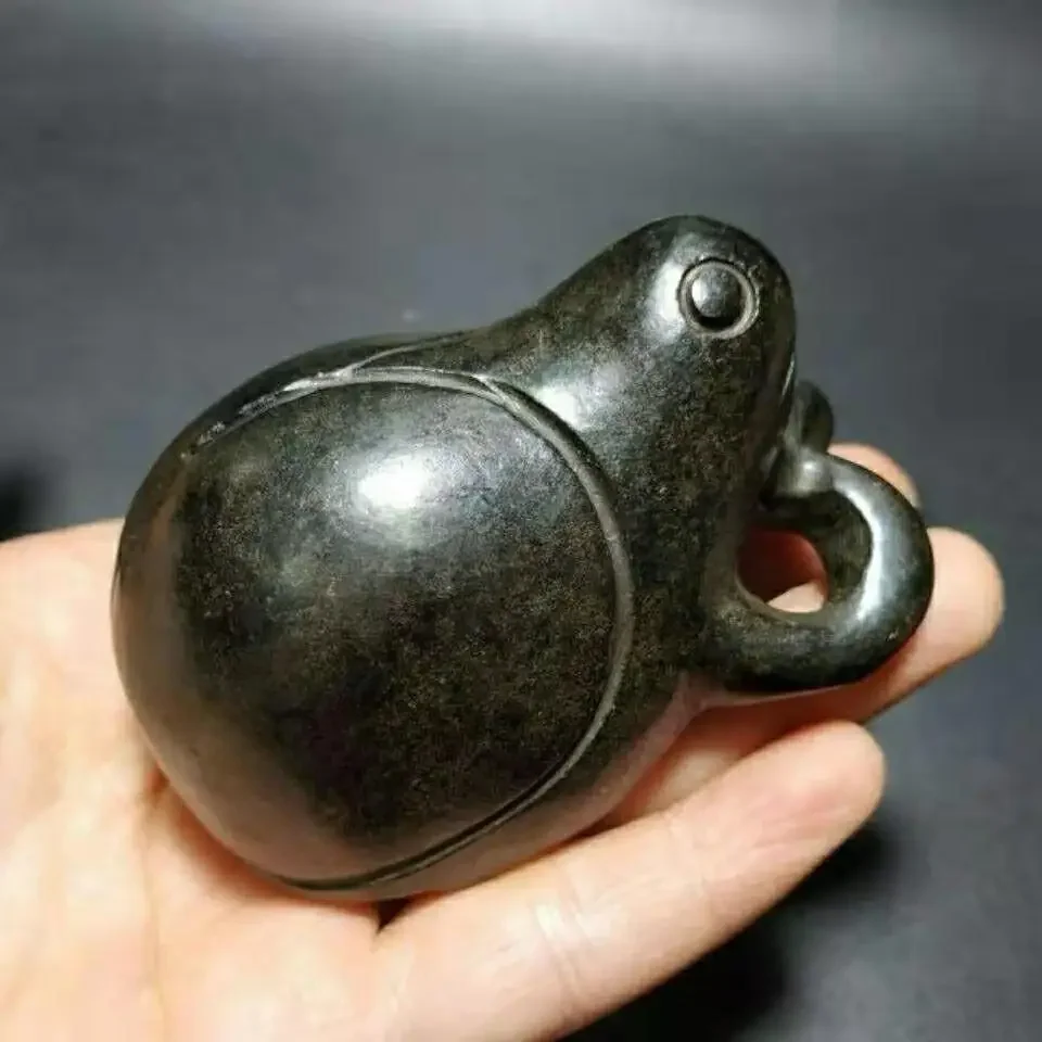 Antique Hongshan Culture Jade Black Iron Meteorite Beetle Statue Collectible Artifacts Vintage Insect Sculpture