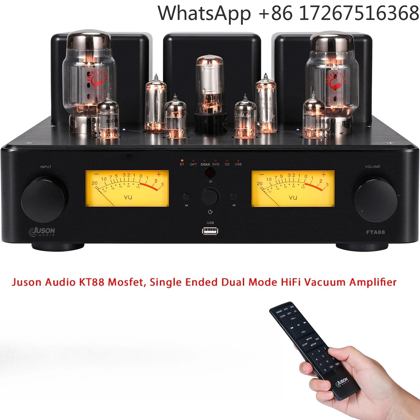 

Juson Audio FTA88 180 Вт KT88 Ламповый усилитель класса A HIFI Встроенный вакуумный усилитель с односторонним двухрежимным пультом дистанционного управления aptX-HD