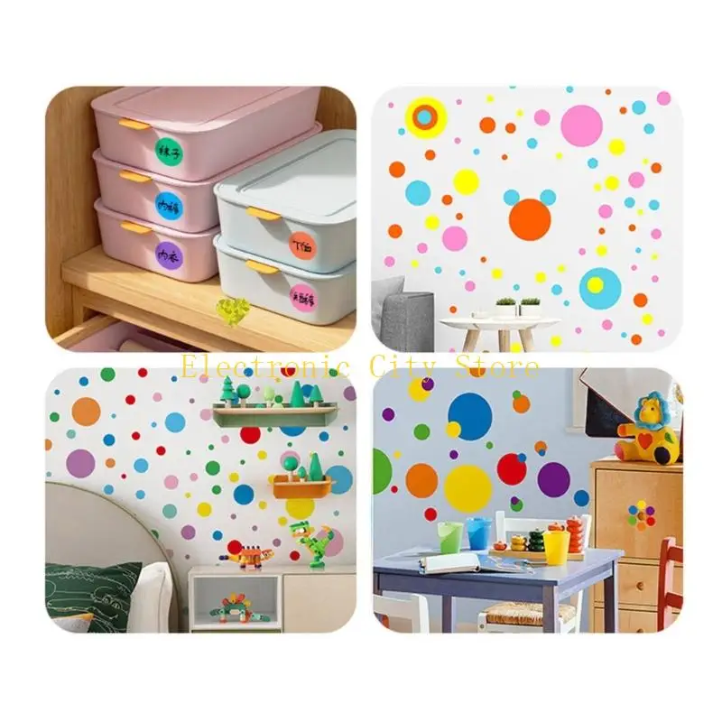 Multicolor Dot Sticker 2.1-15cm Label Pembungkus Stiker Segel Warna-warni