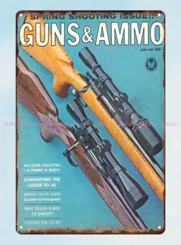 Guns & Ammo Magazine 1962 metal tin sign metal kitchen plaques