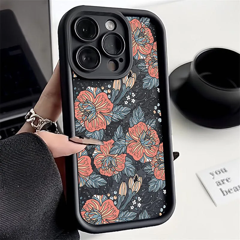 

Phone Case For Samsung Galaxy S25 S24 S23 S22 S21 5G Large Leaved Flower Silicone Ultra Plus FE A15 A34 A35 A53 A54 A55 Cover