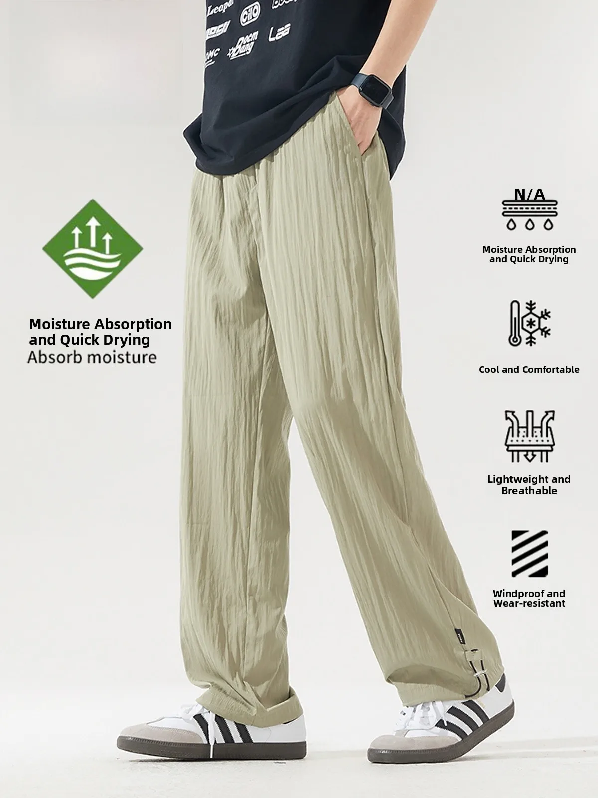 

Мужские повседневные брюки: новая зимняя коллекция, модные, свободные, из ледяного шелка, быстросохнущие, легкие, прямого кроя, длинные, летние, тонкие, прямые.