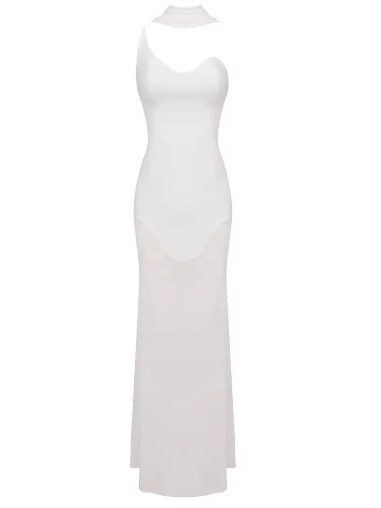 여성용 백리스 메쉬 맥시 붕대 랩스커트, 이브닝 파티 드레스, 화이트 블랙, 인스 겨울, 2024 신상