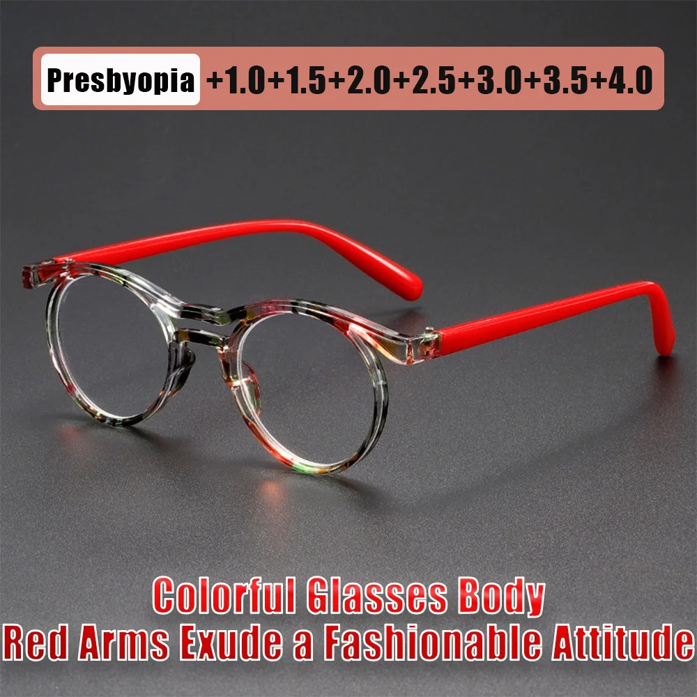 

Vintage Double-bridge Frames Presbyopia Glasses Vintage Round Frames with Blue Light Protection for Women Reader Eyewear
