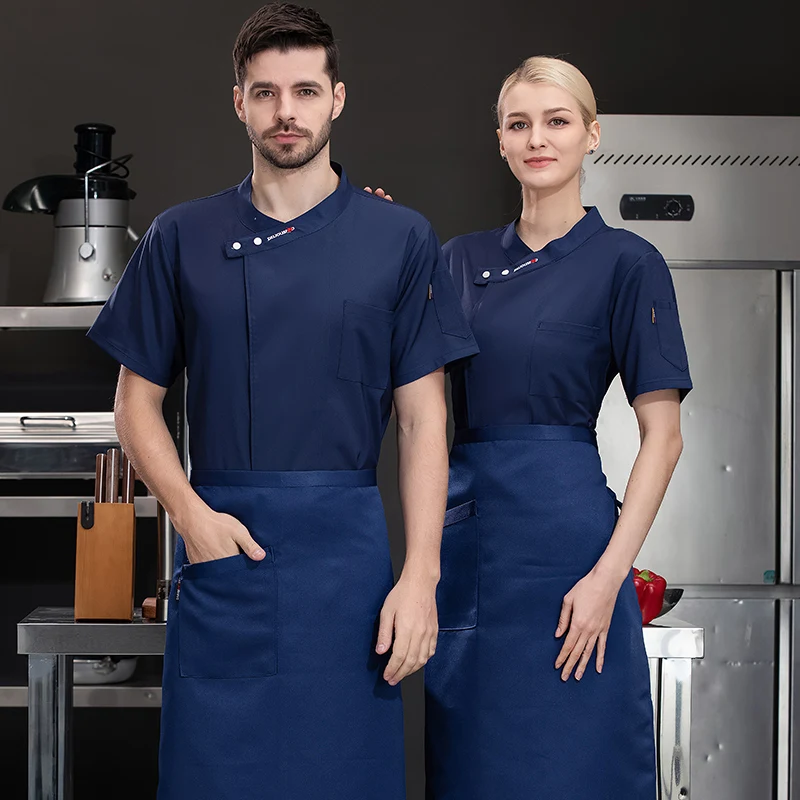 Jaqueta verão chef para restaurante, uniforme trabalho do chef, garçom, camisa branca, traje de cozinha, barbeiro, restauração, padaria, roupas de trabalho