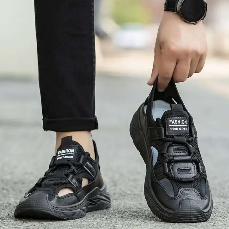 

Дышащая мужская обувь, износостойкая дизайнерская обувь с отверстиями, нескользящая, номер 41, дешевые, удобные, удобные, уличные, купить мужские сандалии