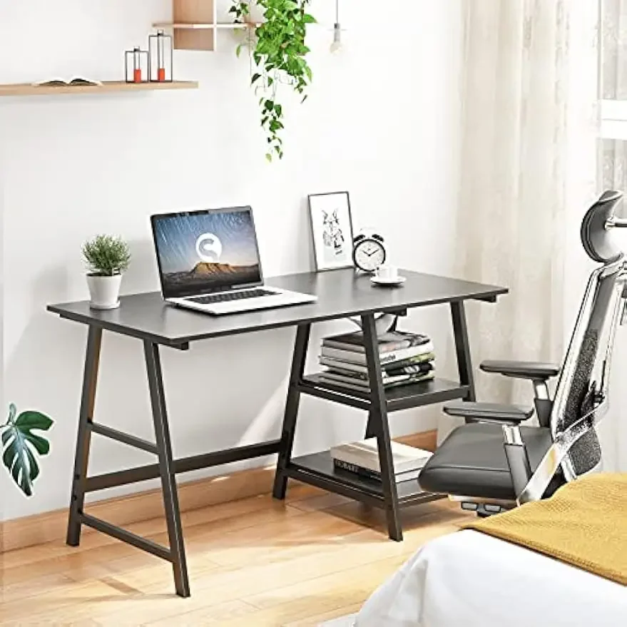 Computer Desk 47inches PC Desk Office Desk with Shelf Workstation for Home Office Use Writing Table,Black