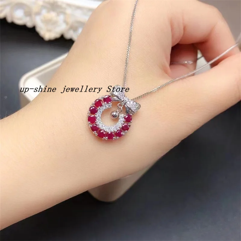 Classic style ruby pendant 925 silver women's pendant, exclusive boutique, elegant atmosphere