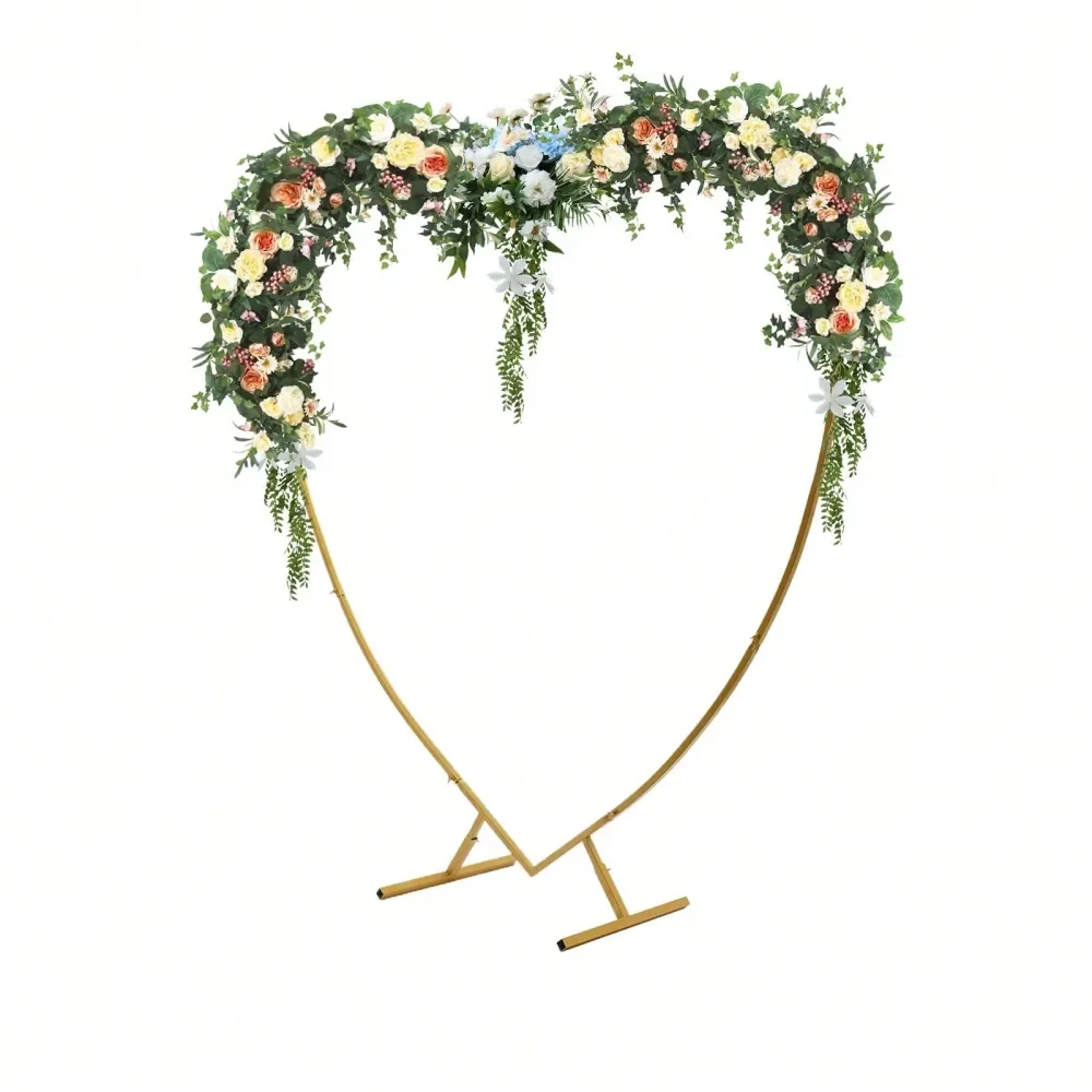 

Металлическая арка в форме сердца, 2,1 м (6,89 футов), золотисто-белая, для свадеб, дней рождения, фотосессий