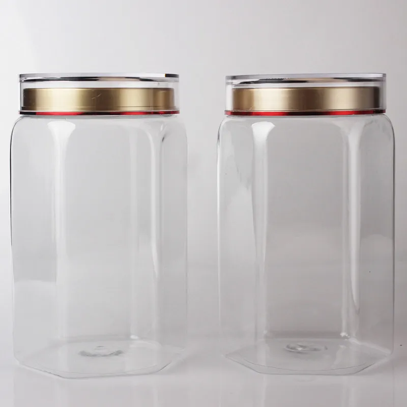 10pcs 1250ml PET Jar Empty Plastic Clear Health Product Tablet Tea Coffee Food Storage Container Cosmetic  Jar With Double Cap