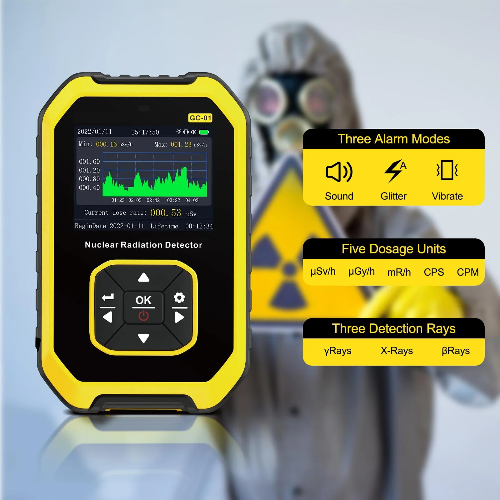 Test Meter Geiger Counter Geiger Counter β γ X Ray Real Time Monitoring Digital Radioactive Detection Meter