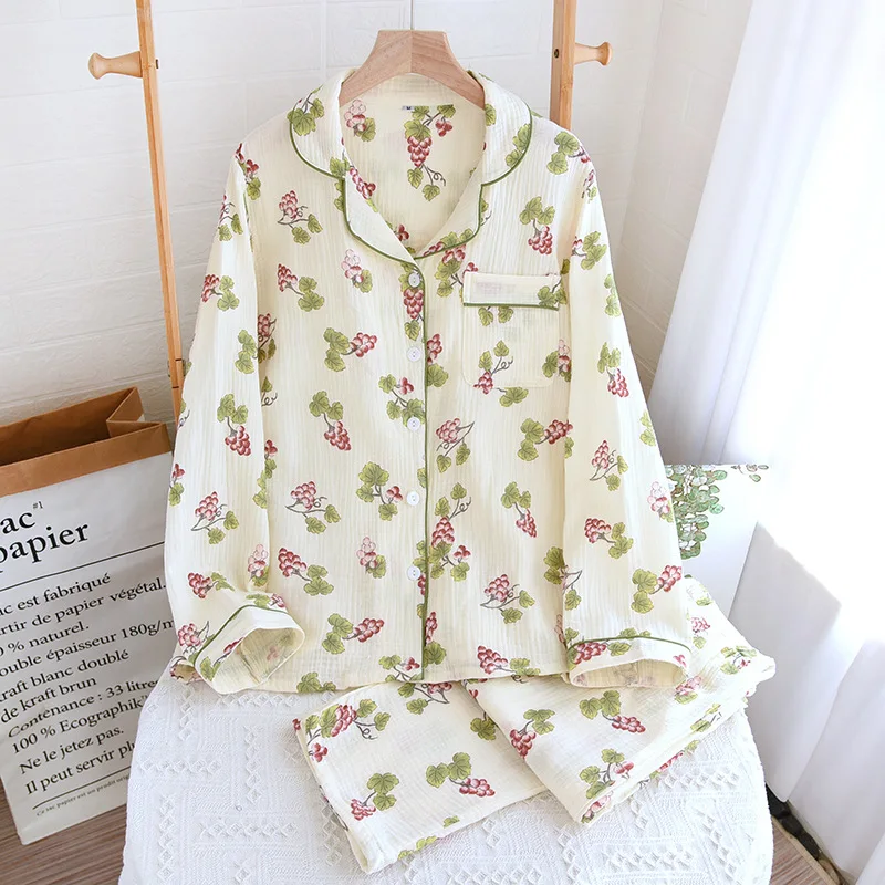 2024 Japanese Spring and Autumn New Women\'s Pajama Set 100% Cotton Cute Sweet Long sleeved Pants Two piece Home Furnishing Set