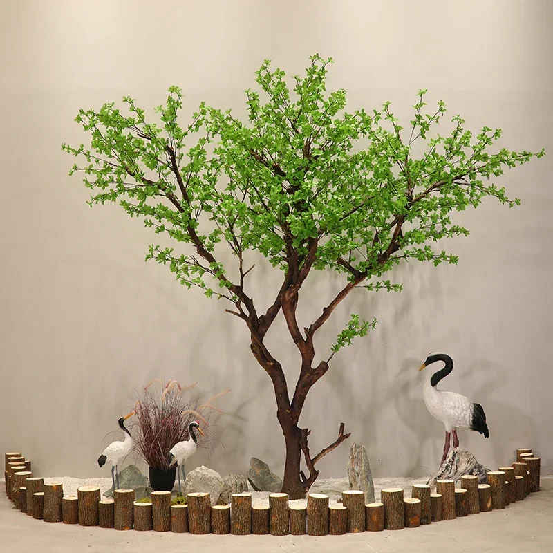 Имитация колокольчика, большие искусственные деревья, зеленое растение, пейзажное украшение, китайский пейзаж, водный внутренний двор, окно