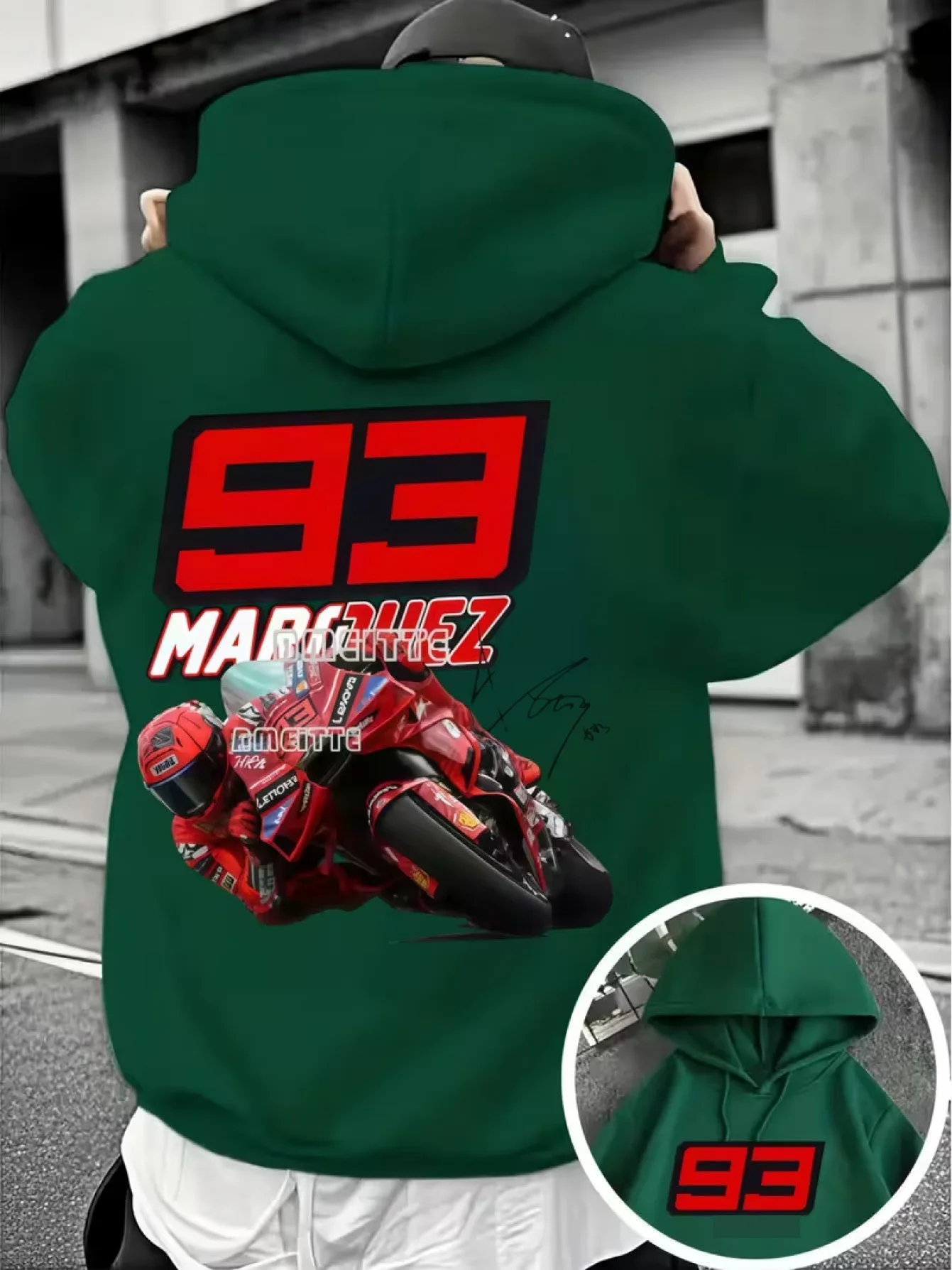 Neues Herbst/Winter Herren Casual Stylisches Vielseitiges Fleece-Kapuzenpullover mit Coolem Rotem Motorrad-Print, High-Street-Mode-Statement – Detail 5