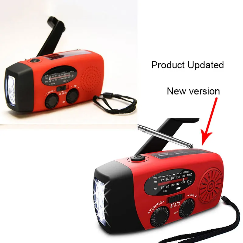 USB Charging Radio Flashlight Emergency Weather Radio Portable Hand Crank Radio Multifunctional Fm/am Radio Solar Hand Crank