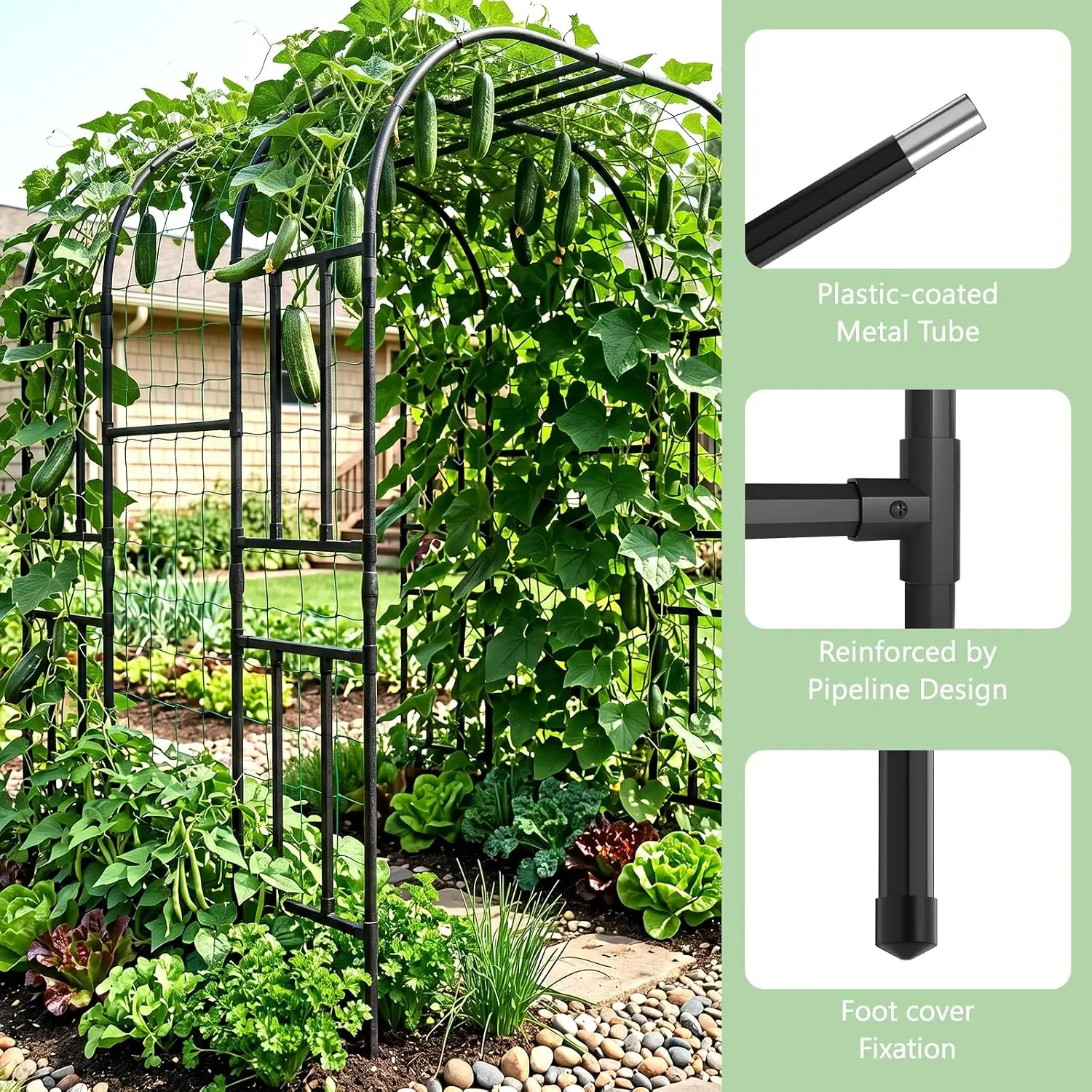 87in H Tall Garden Arch Trellis for Climbing Plants Outdoor, Customized 5