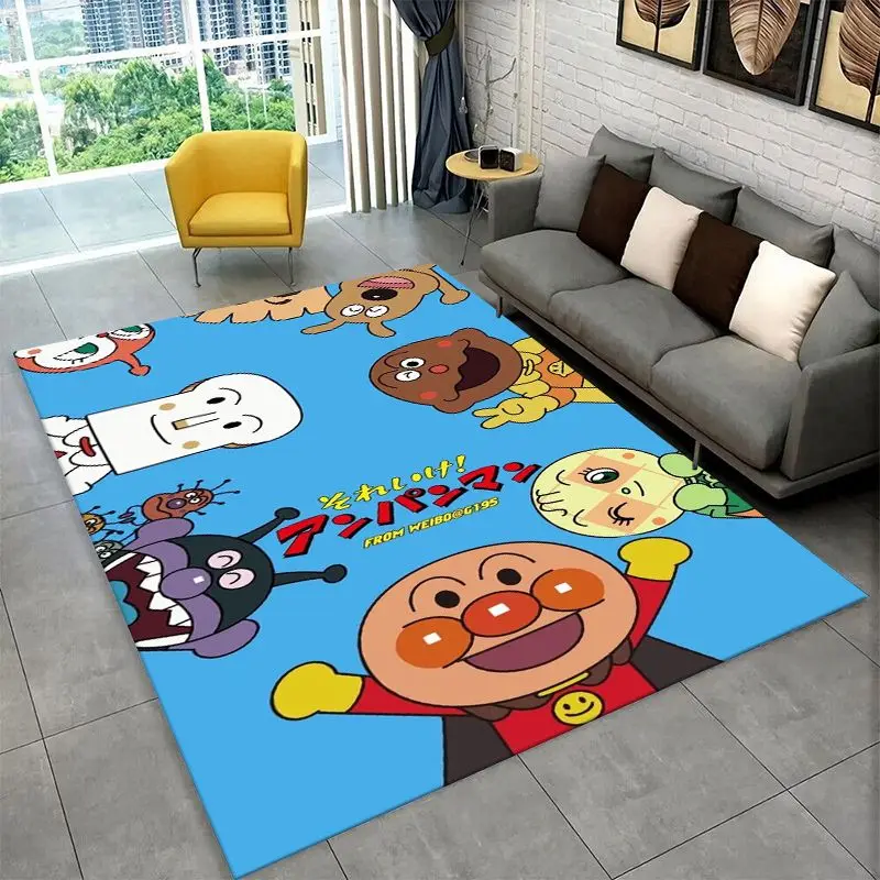 Retro Brave Anpanman Cartoon Carpet Rug for Playroom Bedroom Living Room Sofa Home Decor,Game Area Rug Non-slip Floor Mat Fest