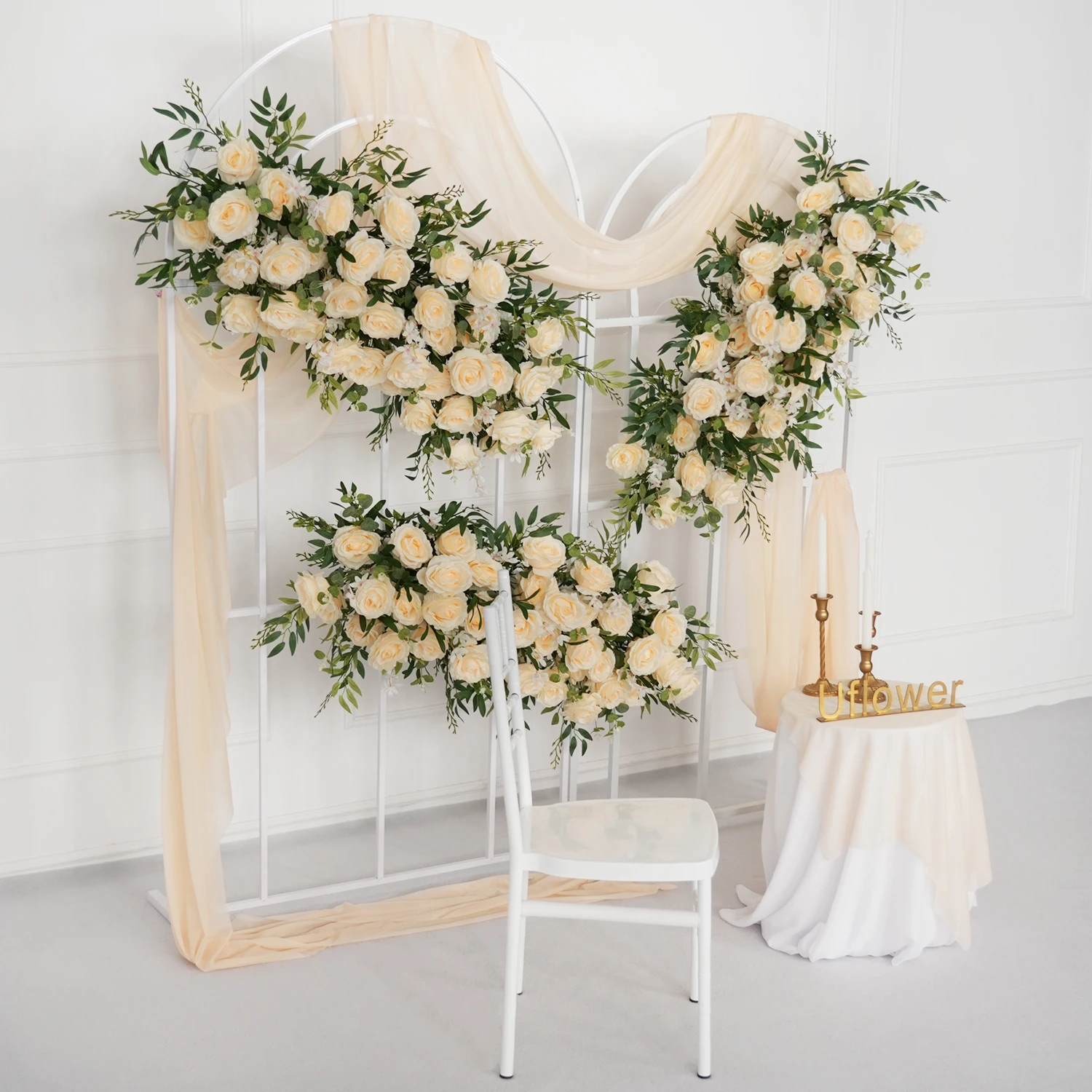 

Uflower Champagne Rose Flower Row Artificial Flower Wedding Arch Decoration Floral arrangement Wedding birthday Background Decor