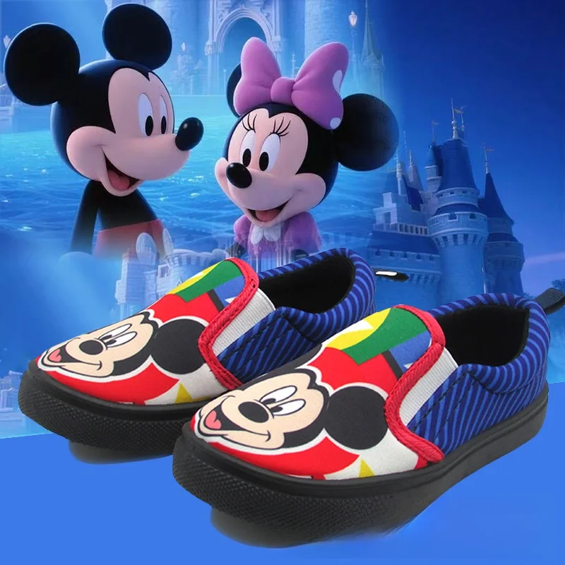 

Kids'Casual Shoes Sneakers Cartoon Mickey Cotton Summer Shoes For Girls Anti-slip Breathable Slip-on Blue Shoes Size 25-29