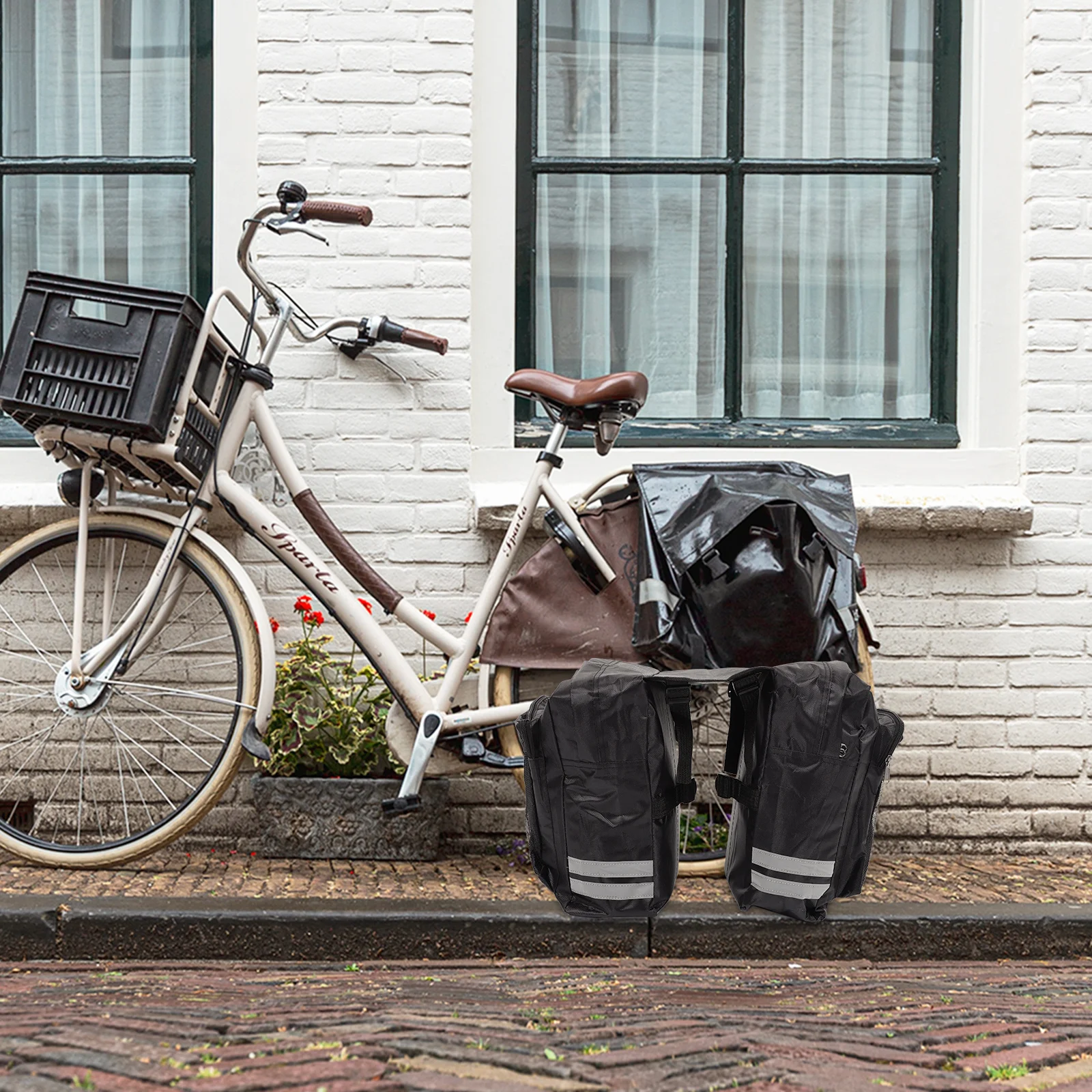 Bike Backseat Storage Bag Large Capacity Bicycle Rear Rack Dual Carry Panniers Cycling Carry Bag Mesh Pocket Easy Install