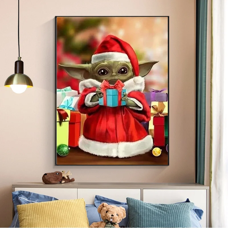 Christmas Yoda Diamond Painting Cartoon Character Diamond Embroidery DIY Rhinestone Picture Children's Room Decor