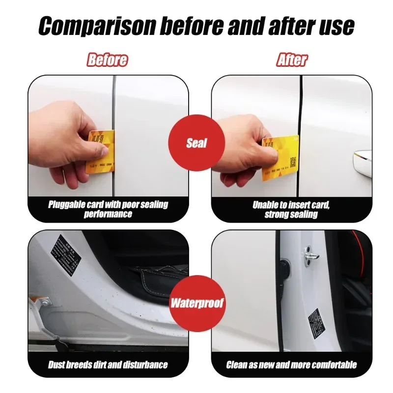 Car Door Rubber Seal Strips Auto Double Layer Sealing Stickers for Door Trunk Sound Insulation Weatherstrip Interior Accessories