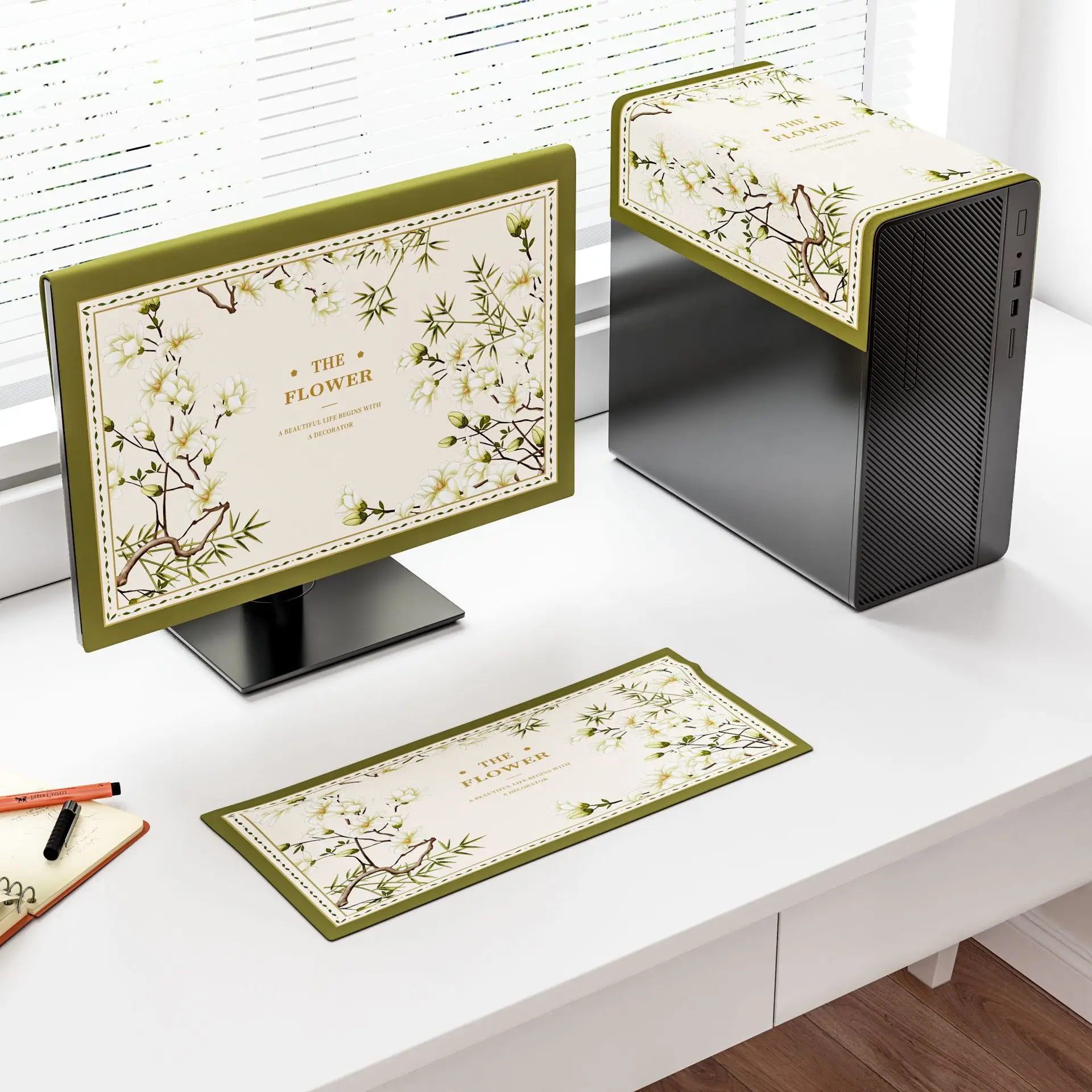 Computer Dust Cover Pastoral Fabric LCD Monitor Desktop Computer