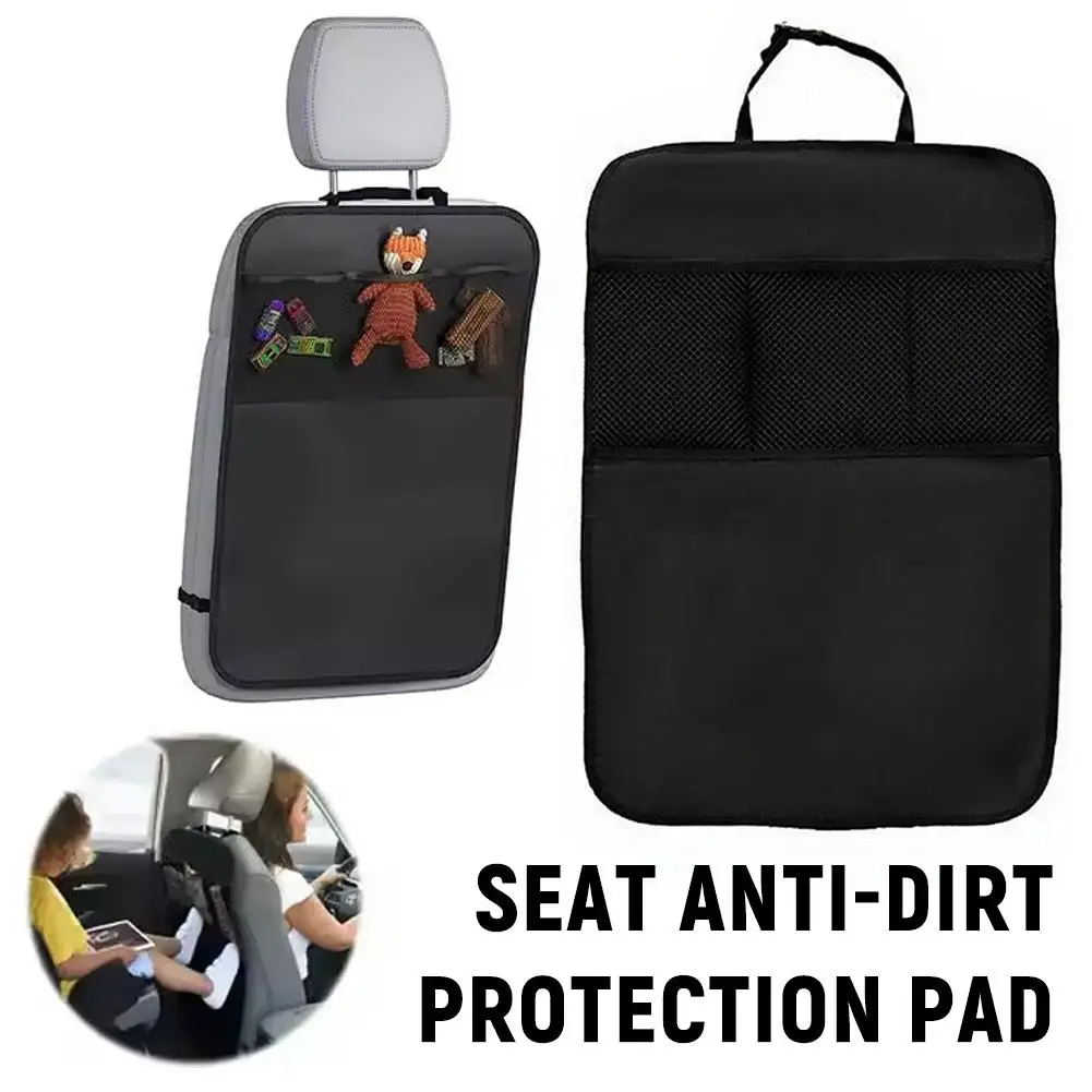 Capa de assento traseiro de carro com 3 bolsos de armazenamento, protetor de assento à prova d'água, protetor de encosto de carro, resistente à sujeira e arranhões