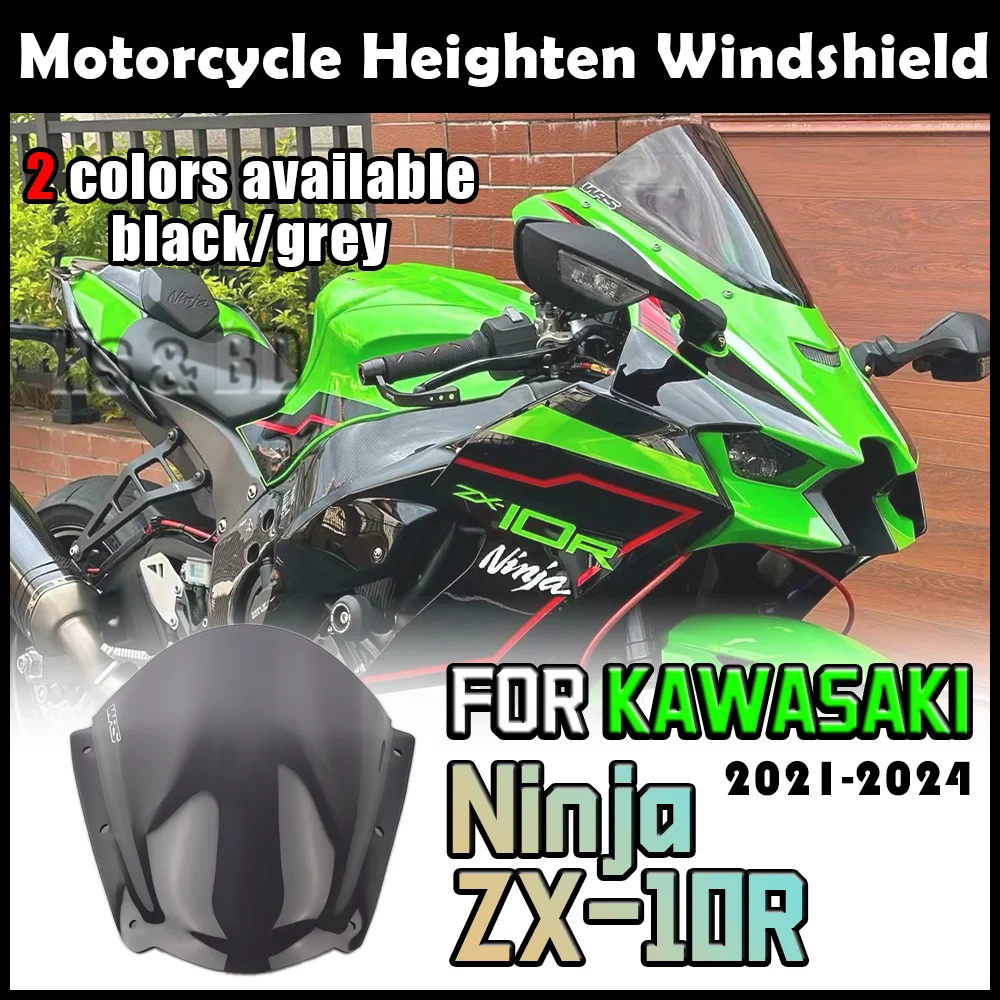 Motorcycle Windshield For KAWASAKI ZX-10R ZX10R Windscreen Heighten Windshield Enlarge Wind Spoiler Cover Fairing WR S Racing