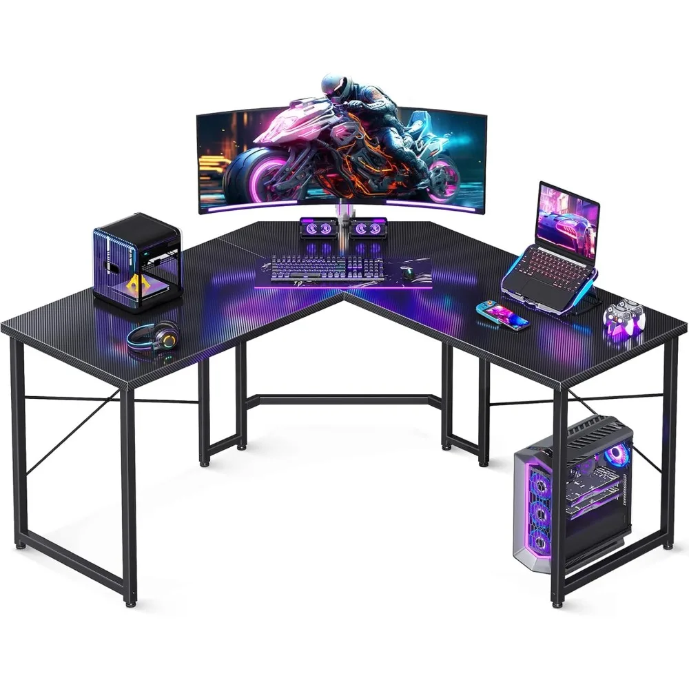 

L Shaped Gaming Desk, Corner Desk Gaming Table for Home Office, Computer Desk Sturdy Writing Workstation for Small Space, Easy