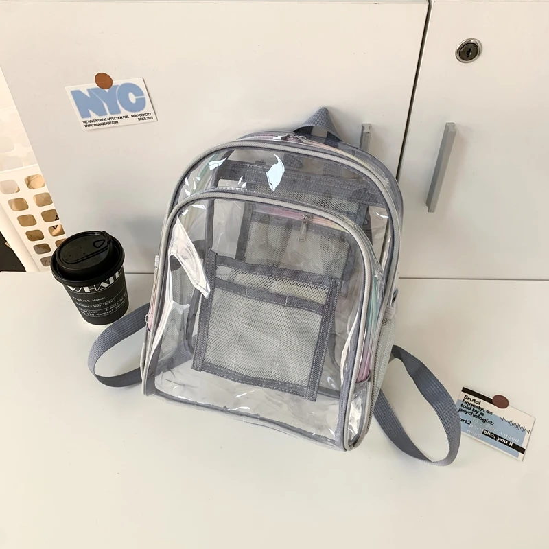 Hot Sale Clear See Through Backpack Waterproof PVC Transparent School Backpack Large Capacity Multicolor Stadium Approved Bag