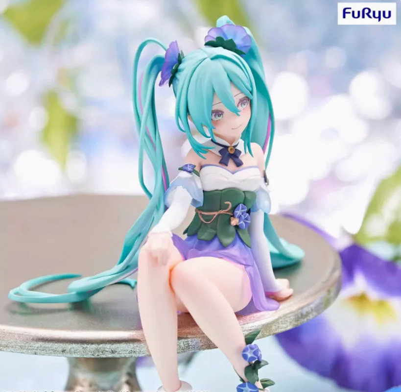 Hatsune Miku Original Furyu Morning Glory Flower Fairy Anime Action Figure Kawaii Girl Noodle Stopper Pvc Model Collection Toy