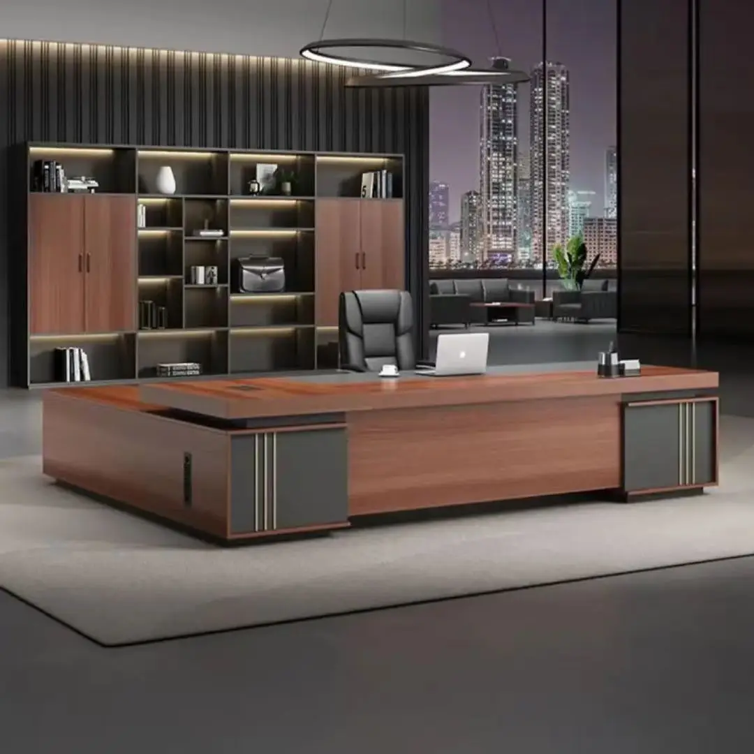 bcModern Luxury Office Desk Boss's Desk Simple and Comfortable  Custom Size Executive Desk L-shaped Wooden CEO Office Desk*