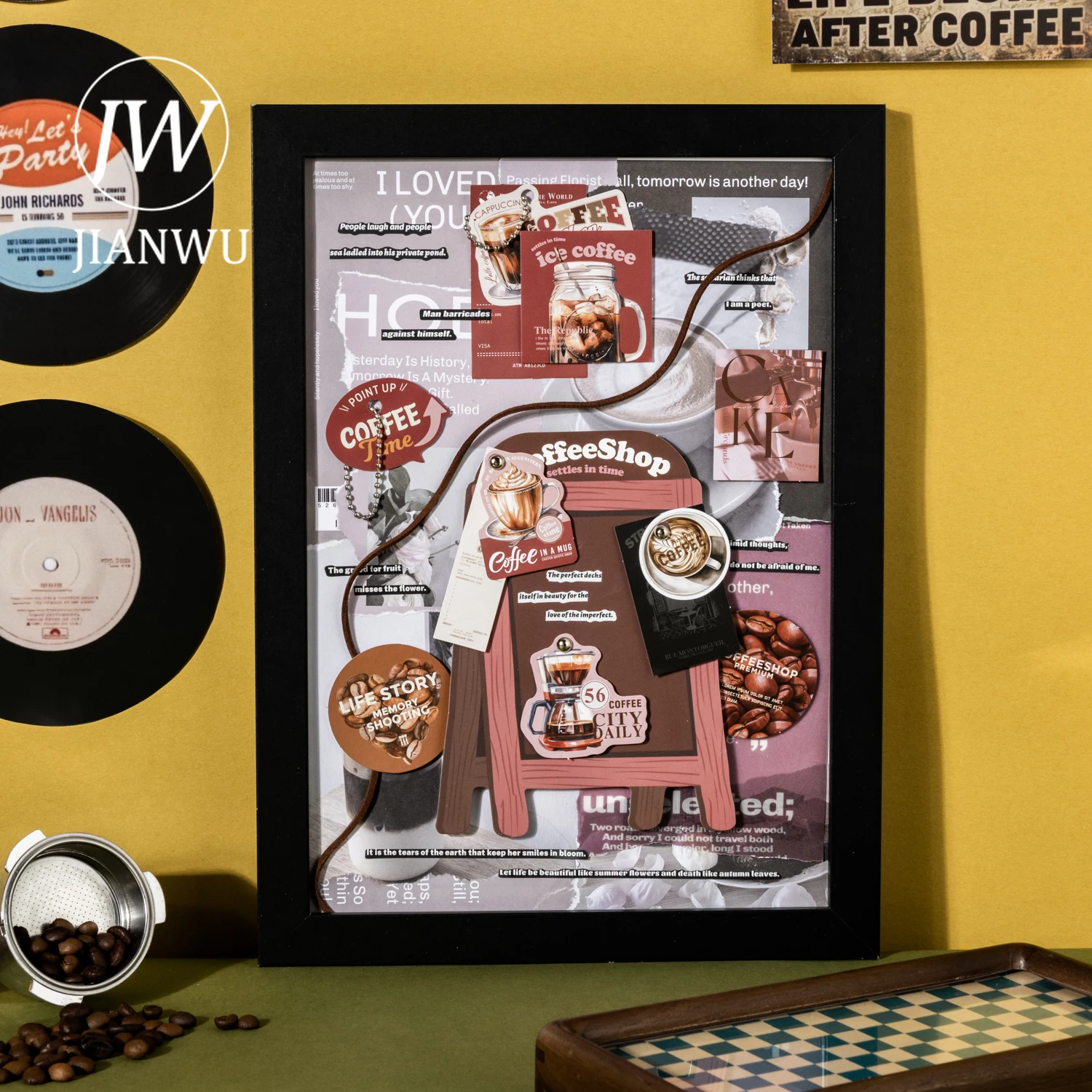 JIANWU مفتوحة سلسلة مقهى خمر مقهى التسمية المشهد المواد الكولاج سجل القصاصات ملصق الإبداعية DIY مجلة القرطاسية #5