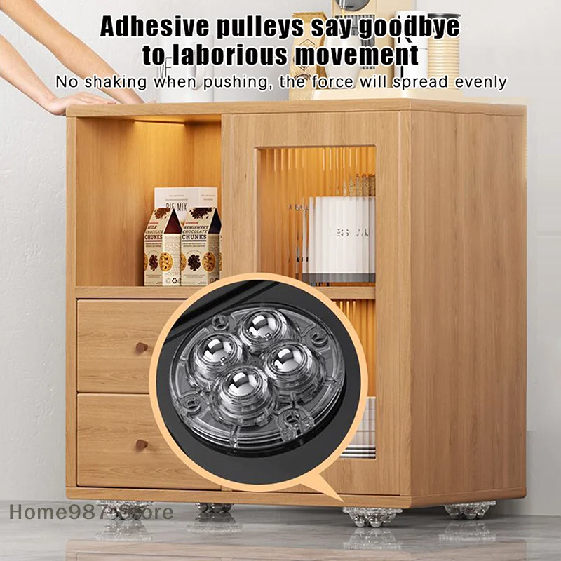 4Pcs Self Adhesive Type Mute Ball Universal Wheel Furniture Hidden Bottom Casters Rotation Pulley Casters Household Accessories