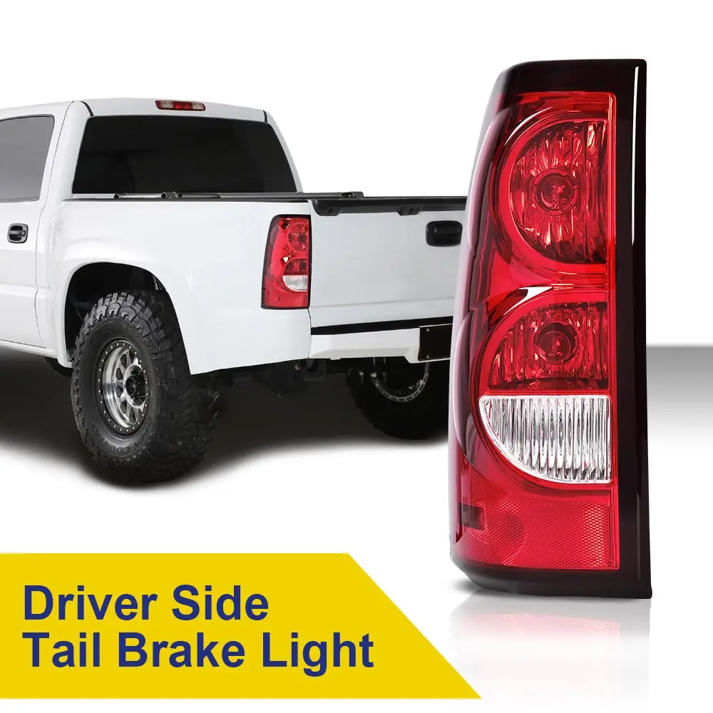 Luz traseira Conjunto de lâmpada traseira com chicote sem lâmpadas O Lente vermelha Lado esquerdo compatível com Chevy Silverado Pickup 2003-2006