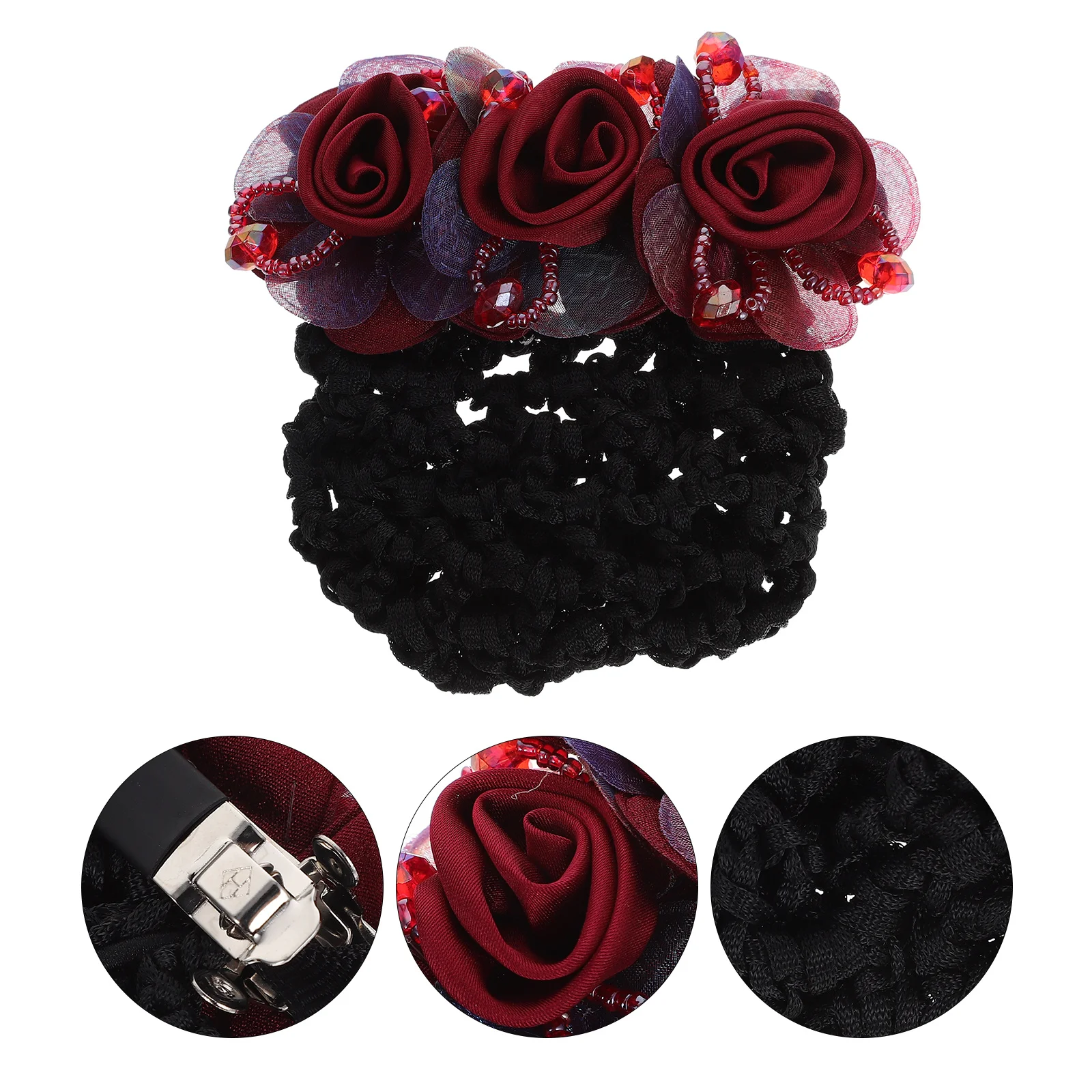 

Flower Hair Bun Cover Soft Fabric Hairnet Clip For Women Bun Holder Nurse Stewardess Dance Ballet Hair Accessories