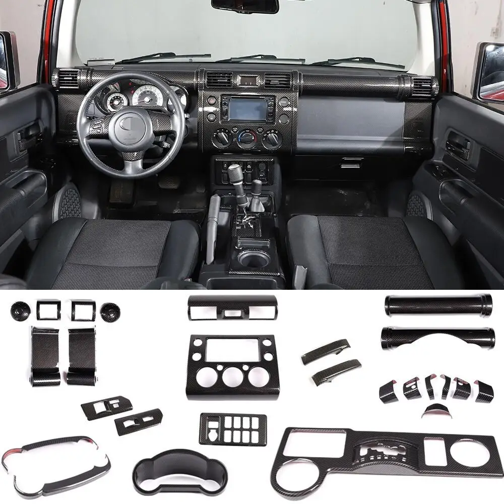 

ABS Carbon Fiber Car Interior Center Console Decorative Trim For Toyota FJ Cruiser 2007-2021 Exterior Light Protection Cover