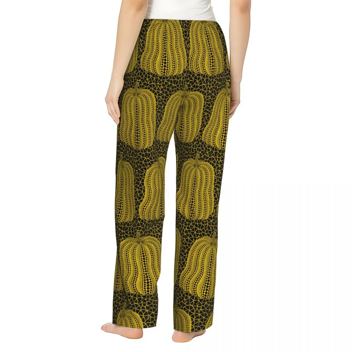 Custom Yayoi Kusama Pumpkin Abstract Art  Women Pajama Pants Lounge Sleep Sleepwear Bottoms with Pockets