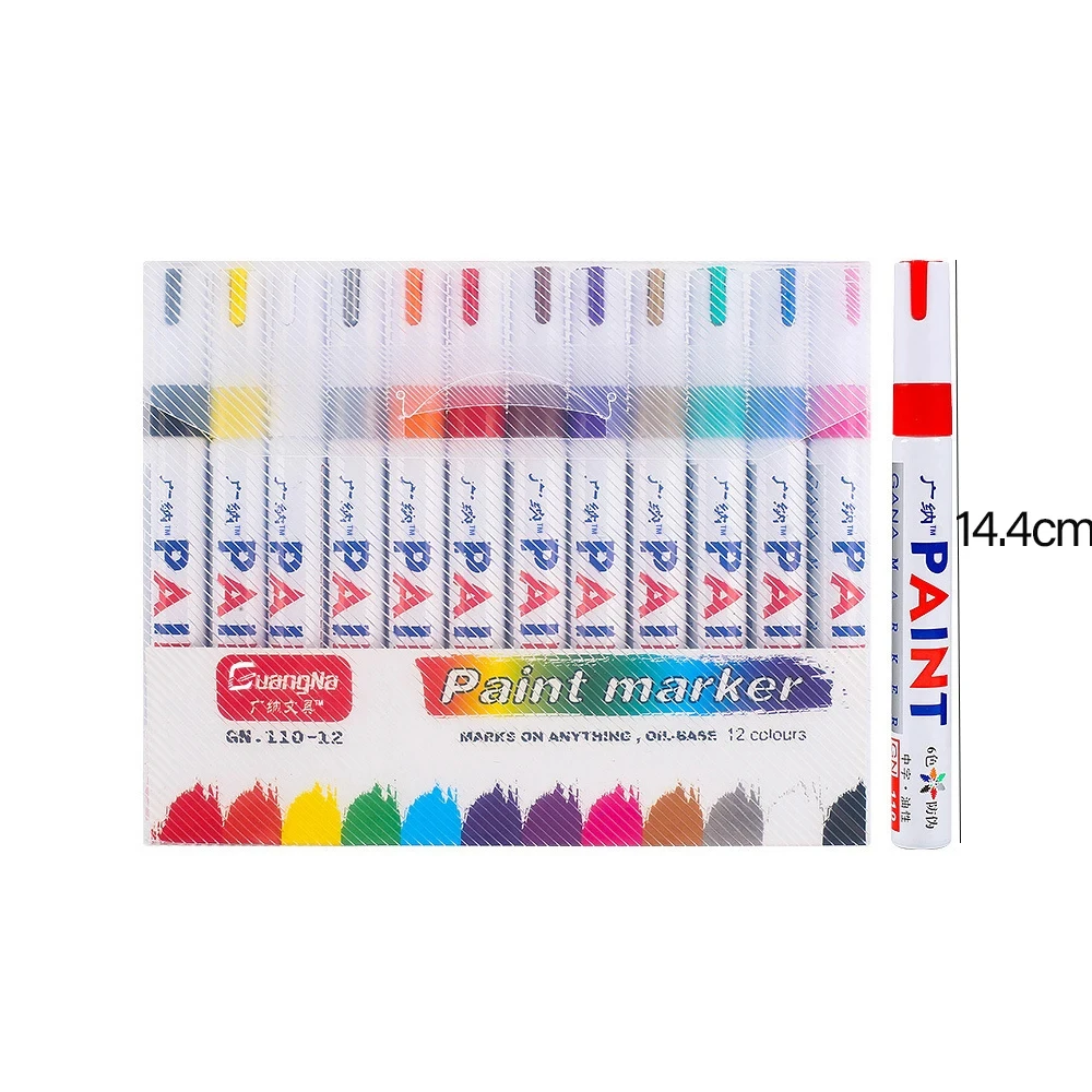 Imagem -03 - Pneu Impermeável da Roda do Carro Oleoso Mark Pen Auto Pneu de Borracha Pintura Permanente Colorida Graffiti Toque em Tinta Pedra Marcador 12 Pcs