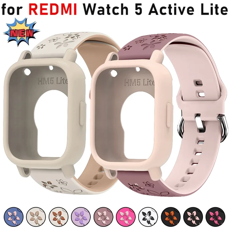 Graviertes Silikonarmband + Schutzhülle für Redmi Watch 5 Active Band für Redmi Watch 5 Lite Sportuhr Armbandhülle Zubehör